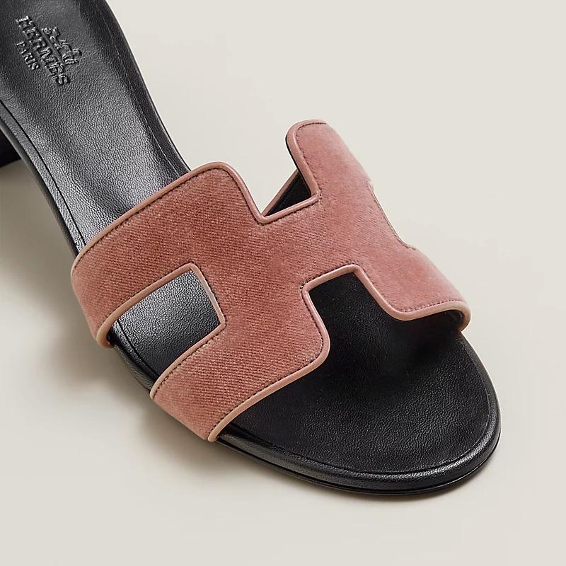 Giày Hermes Oasis Sandal Nữ Đen Hồng